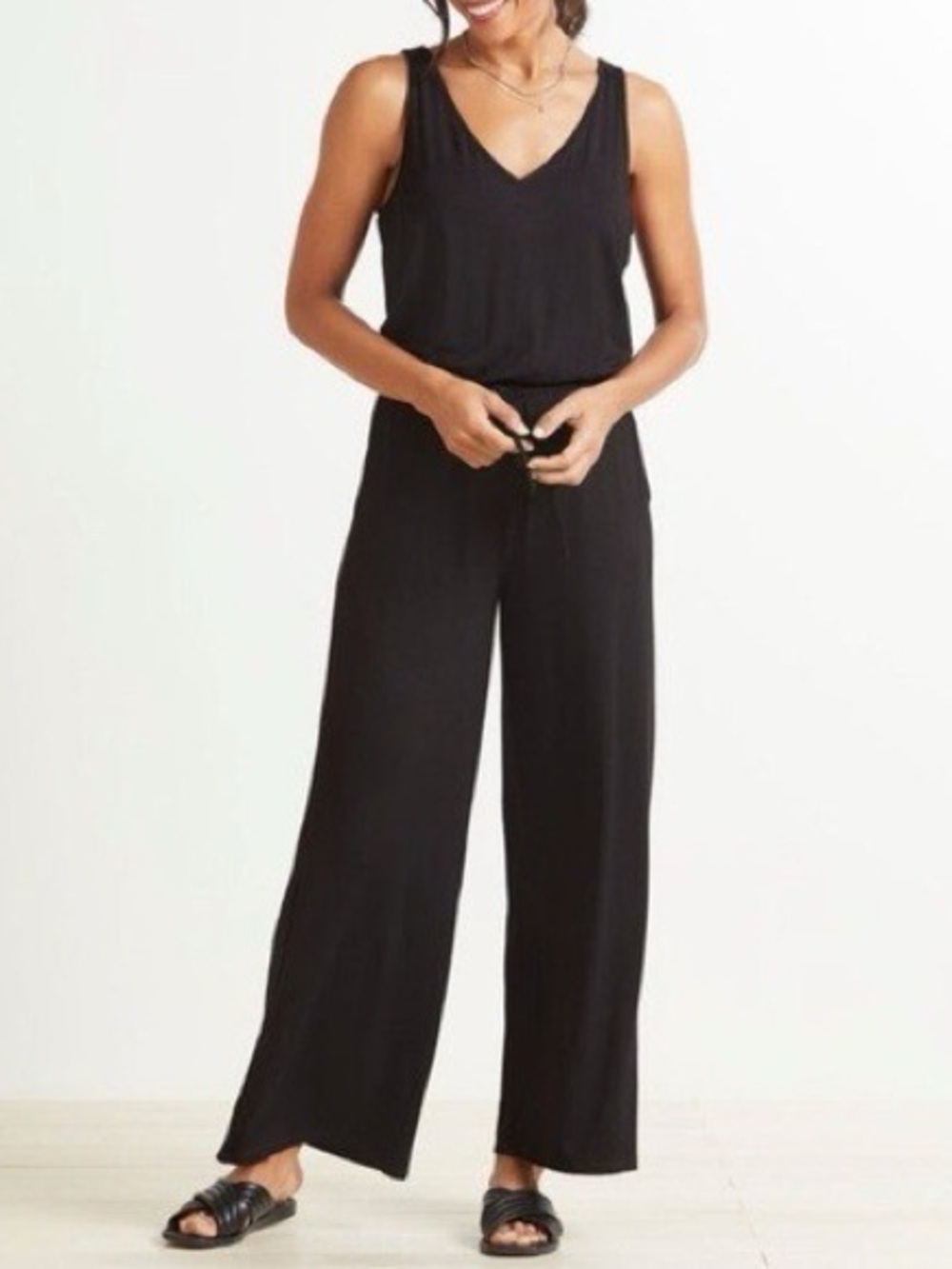 Michael Stars Tank Jumpsuit Wide Leg Black Size Large